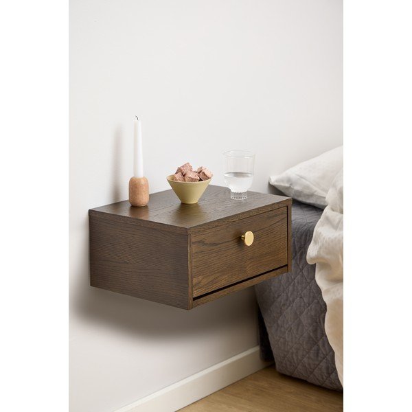 Comodino colore naturale scuro con effetto rovere Monfort – Actona-image-1