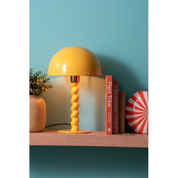 Lampada da tavolo gialla con paralume in metallo (altezza totale 39 cm) Prisa – Leitmotiv-image-1