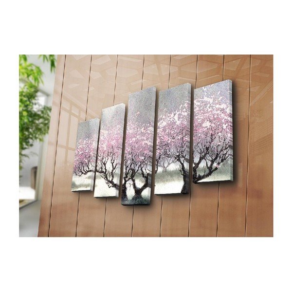 Quadro in 5 parti su tela Fiore di ciliegio - Wallity-image-2
