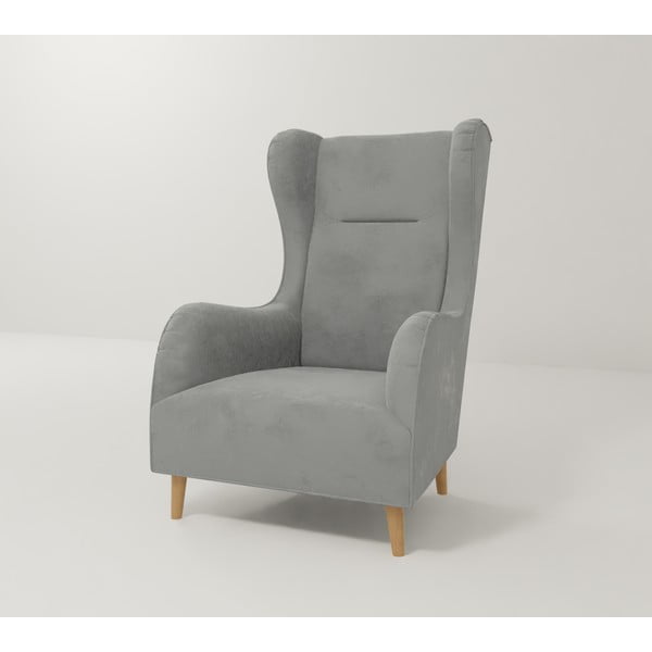 Poltrona in velluto grigio chiaro Carole - Ropez-image-1