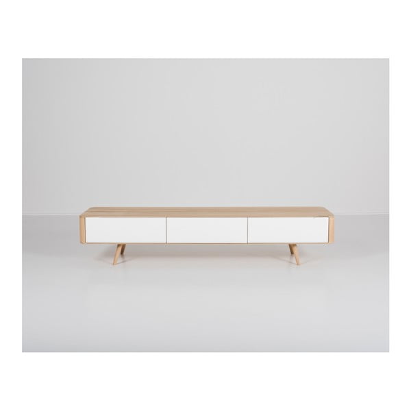 Tavolo TV in legno di quercia, 225 x 42 x 45 cm Ena - Gazzda-image-4