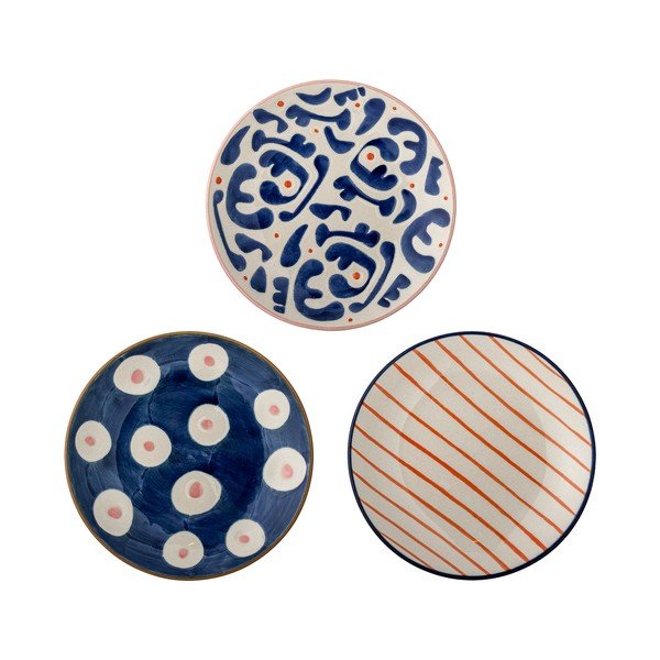 Set di piatti da dolce bianchi/blu in gres 3 pz ø 16 cm Eviaya – Bloomingville