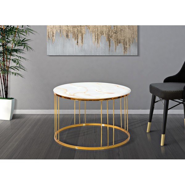 Tavolino in oro , ⌀ 70 cm Simple Paris - Mauro Ferretti-image-1