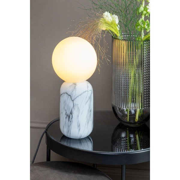 Lampada da tavolo bianca con decoro in marmo, altezza 32 cm Gala - Leitmotiv-image-1