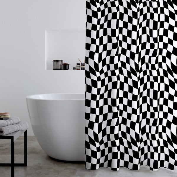 Tenda per doccia 180x180 cm Checkerboard – Catherine Lansfield-image-1