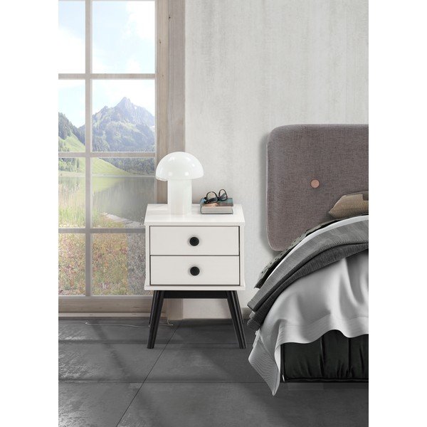 Comodino bianco con cassetti Clem - Marckeric-image-3