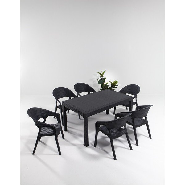Set da pranzo da giardino antracite per 6 persone Garden - Floriane Garden-image-1