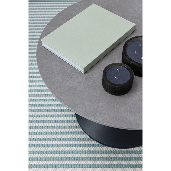 Tavolino da salotto rotondo nero con piano effetto marmo ø 70 cm Joona – Bizzotto-image-3