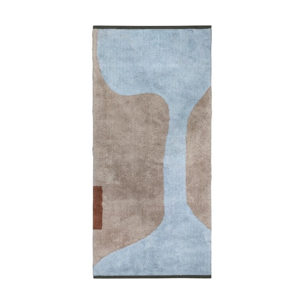 Passatoia lavabile in cotone azzurro e beige 70x150 cm Figura - Mette Ditmer Denmark