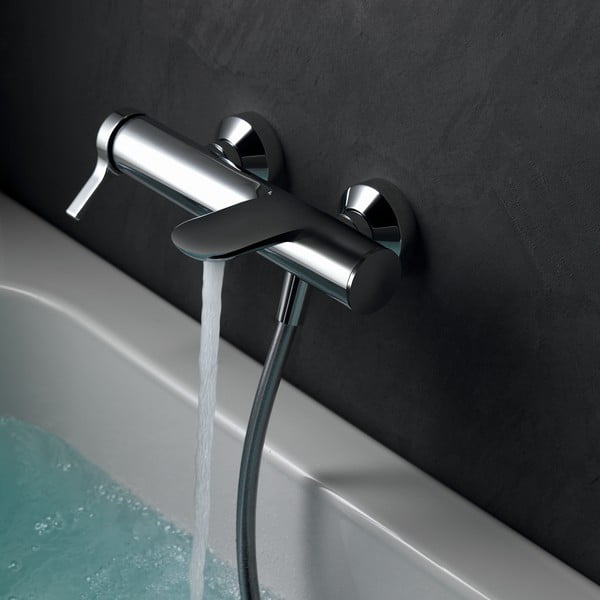 Rubinetto per vasca da bagno argentato effetto lucido a muro Melange - Ideal Standard-image-1