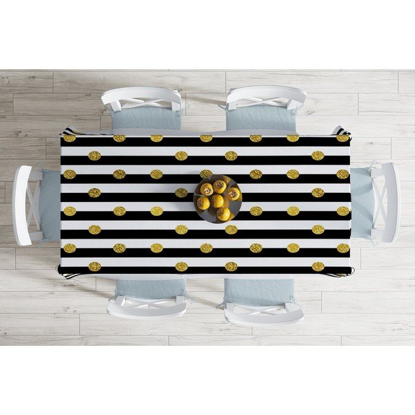 Tovaglia in misto cotone Gold Dots, 140 x 180 cm - Minimalist Cushion Covers-image-1