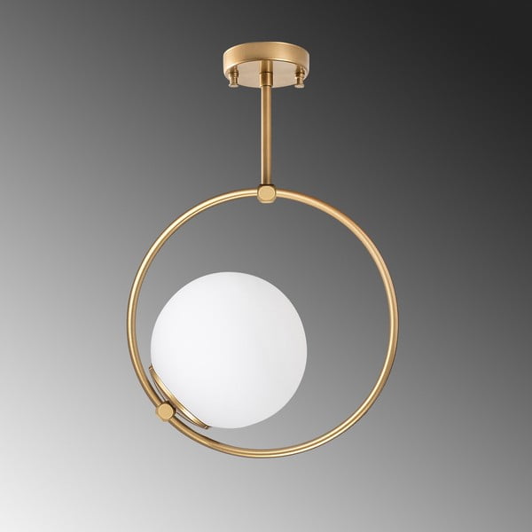 Plafoniera bianca/color ottone con paralume in vetro 39x26 cm Dolunay – Opviq lights-image-4