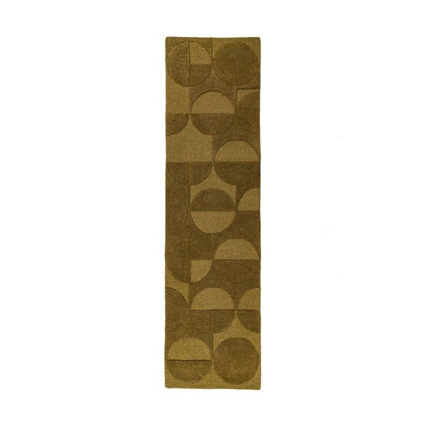 Passatoia verde scuro in lana tessuta a mano 60x230 cm Gigi – Flair Rugs