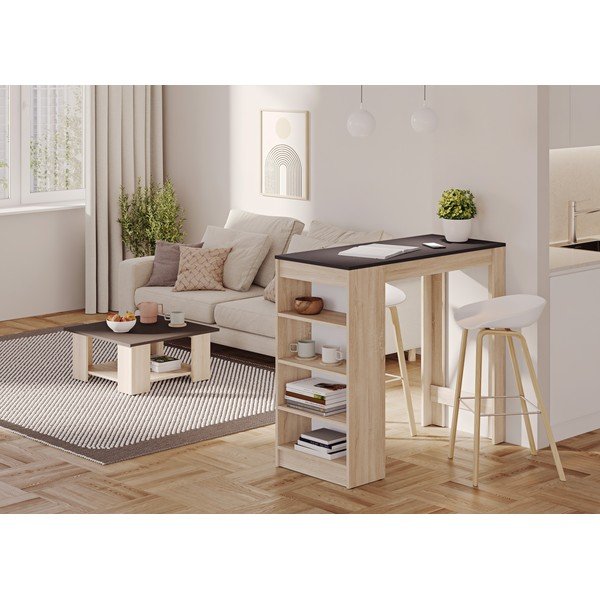 Tavolo da bar con piano nero 50x115 cm Aravis - TemaHome-image-1