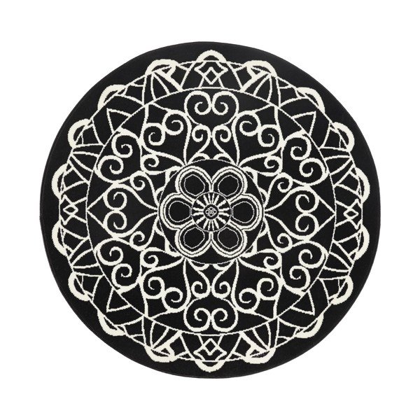 Tappeto nero Capri, ø 140 cm Mandala - Zala Living