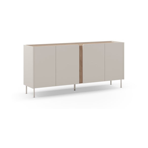 Cassettiera effetto rovere in colore crema-naturale 180x82x40 cm Lucile - Marckeric-image-2