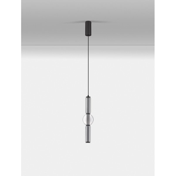 Lampadario LED grigio in vetro con intensità regolabile ø 12 cm Ulon – Nova Luce-image-1