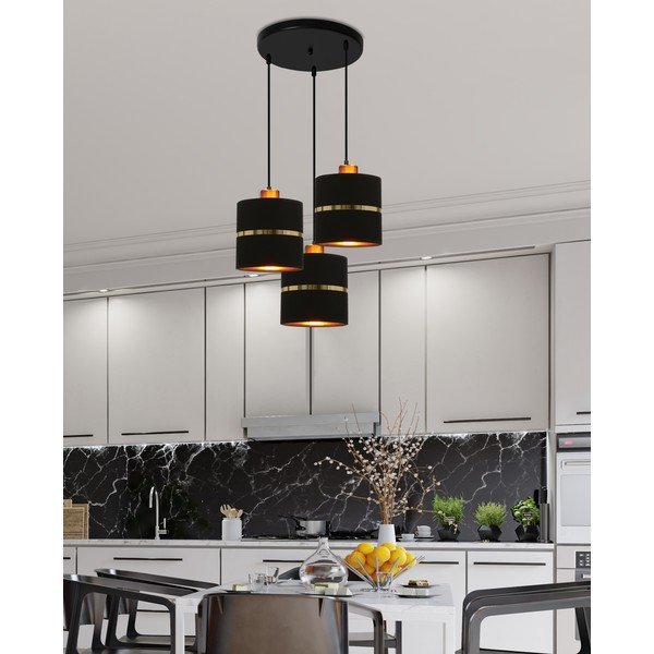 Lampada a sospensione nera con paralume in tessuto ø 15 cm Assam - Candellux Lighting-image-1