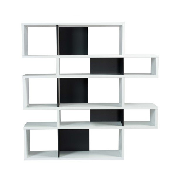 Libreria bianca con dettagli neri Londra, altezza 160 cm - TemaHome