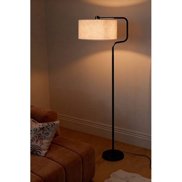 Lampada da terra nera/color crema in tessuto (altezza totale 160 cm) Josho – Ellos Home-image-1