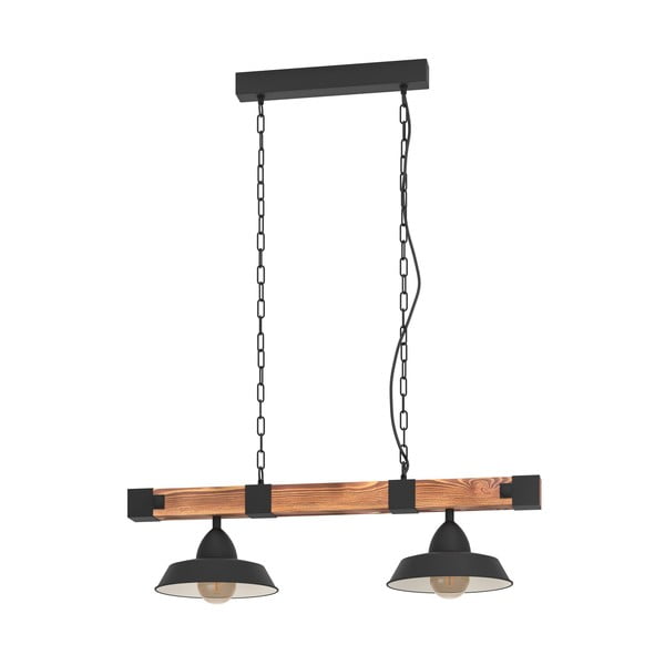 Lampadario nero/di colore naturale con paralume in metallo OLDBURY – EGLO