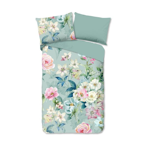 Biancheria da letto singola in cotone verde-mentolo 140x200 cm - Good Morning