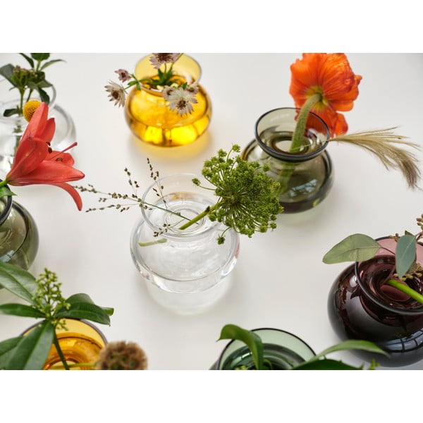 Vaso in vetro giallo ocra fatto a mano (altezza 9 cm) Inu - Zone-image-1