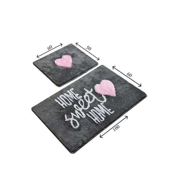 Set di 2 tappeti da bagno rettangolari grigi Home - Foutastic-image-2