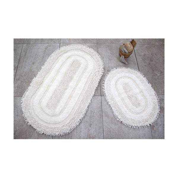 Set di 2 tappetini da bagno bianchi Jane Macoroni - Foutastic