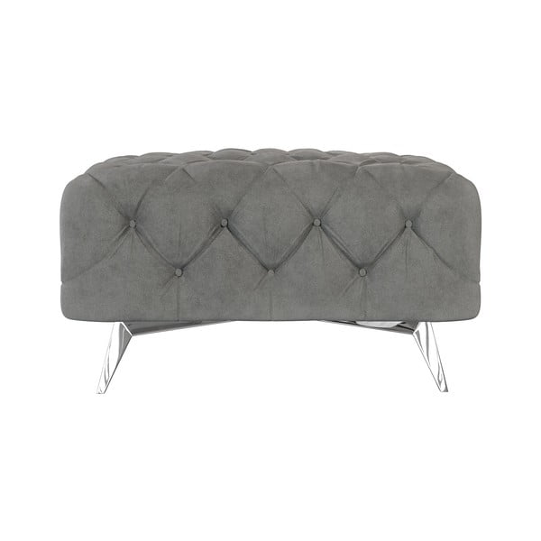 Poggiapiedi grigio con rivestimento in velluto Chelsea – Ropez