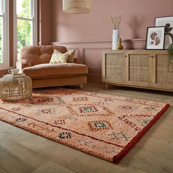 Tappeto in lana tessuto a mano color salmone 160x230 cm Moroccan Sahara - Flair Rugs-image-1