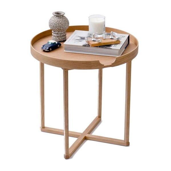 Tavolo contenitore in legno di quercia con piano estraibile Damieh, 45x45 cm Damien - Wireworks