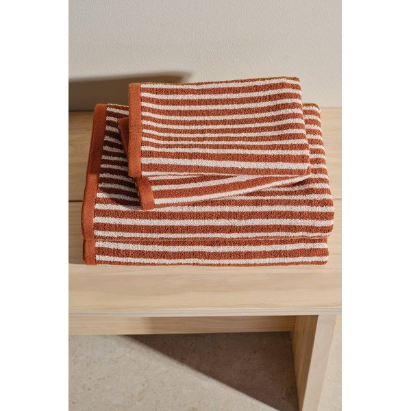 Set di asciugamani per viso e corpo marrone cognac/color crema in cotone 4 pz Dixie – Jotex-image-1