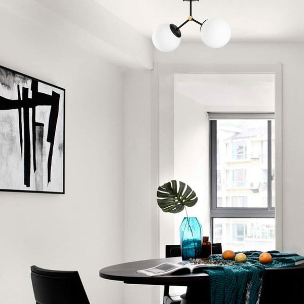 Plafoniera bianca e nera con paralume in vetro 15x44 cm Damar – Opviq lights-image-1