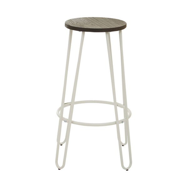 Sedia da bar bianca/di colore naturale in olmo massiccio (altezza della seduta 75 cm) District – Premier Housewares-image-2
