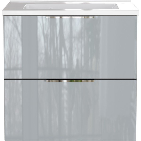 Mobile da lavabo grigio lucido da appendere 61x61 cm Celano – Germania-image-2
