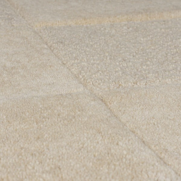 Passatoia in lana beige tessuta a mano 60x230 cm Checkerboard - Flair Rugs-image-3