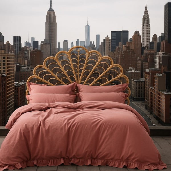 Set copripiumino e federa rosa in cotone renforcé per letto singolo 140x200 cm Ruffle Striped – Mila Home Luxury-image-3