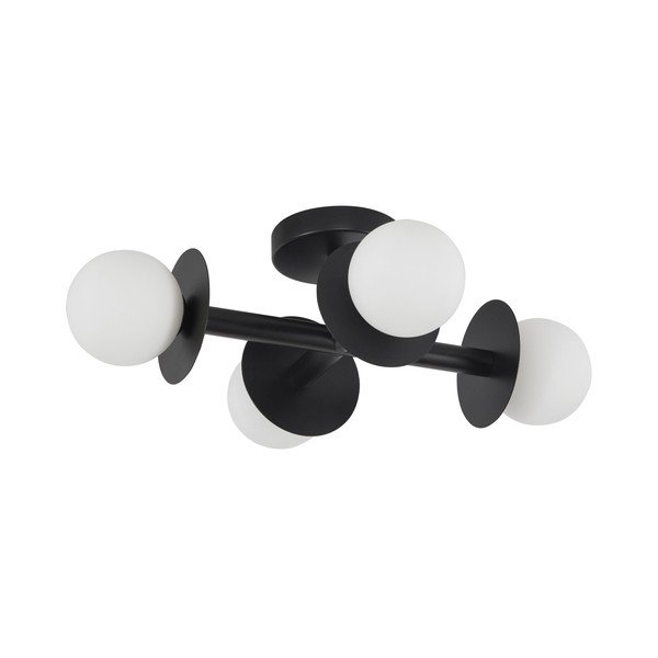 Plafoniera bianca/nera in metallo con paralume in vetro 37x51 cm Pielo – Nova Luce