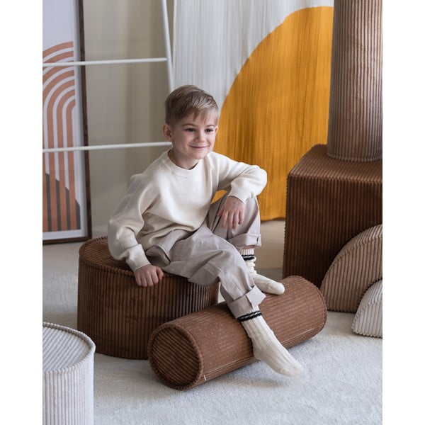 Pouf per bambini marrone con rivestimento in velluto a coste – Wigiwama-image-1