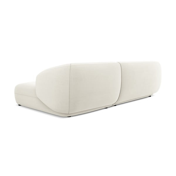 Divano angolare bianco (con penisola a destra) con rivestimento in velluto Moana – Makamii-image-2