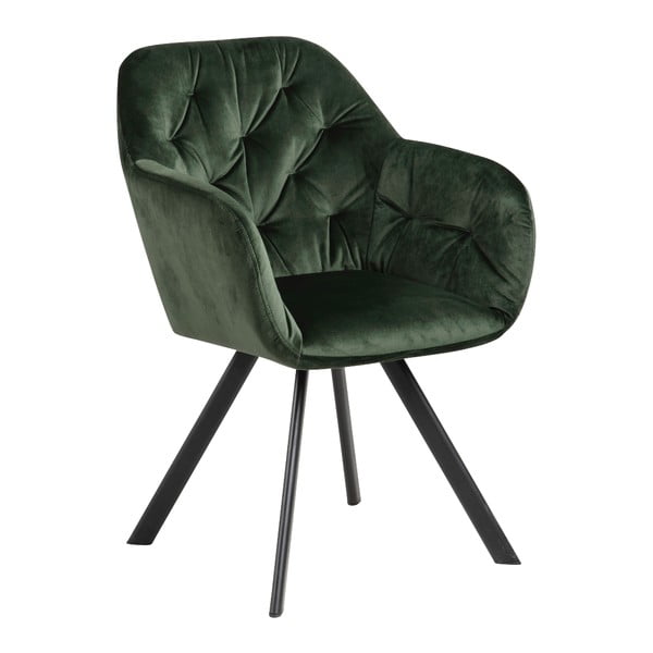 Sedia da pranzo verde in imbottito con braccioli Lola – Actona