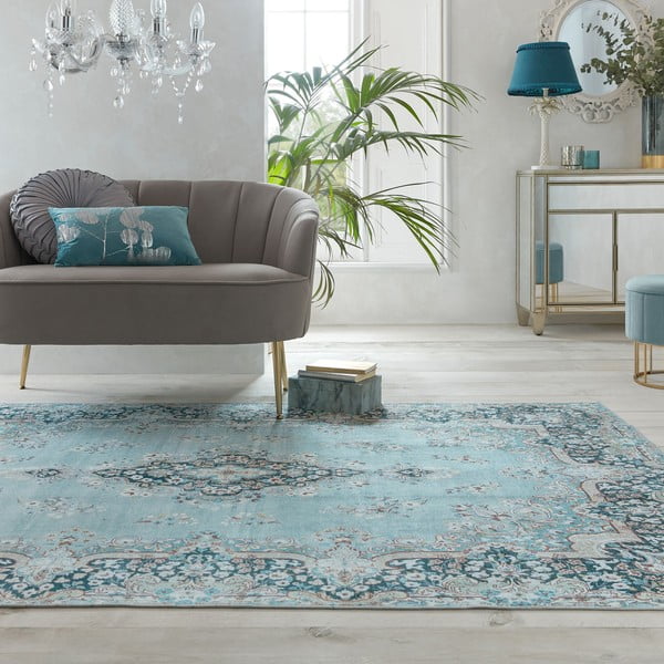 Tappeto lavabile turchese 80x150 cm FOLD Colby - Flair Rugs-image-4