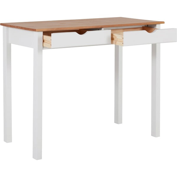 Tavolo da lavoro in pino bianco e marrone, lunghezza 100 cm Gava - Støraa-image-2