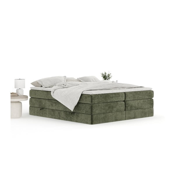 Letto boxspring verde scuro con contenitore/senza testiera 140x200 cm Juniper – Maison de Rêve-image-2