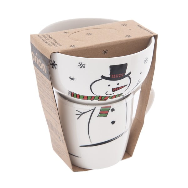 Set di tazze e ciotole in porcellana bianca con motivo natalizio 2 pezzi 350 ml - Orion-image-4