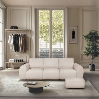 Divano color crema rivestito in bouclé 287 cm Mirel – Rodier