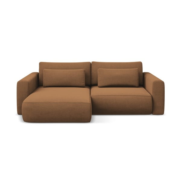 Divano angolare color terracotta allungabile/con contenitore (con penisola a sinistra/con chaise lounge) Kapua – Makamii