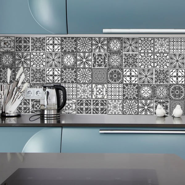 Set di 16 adesivi murali decorativi Noir, 15 x 15 cm - Ambiance