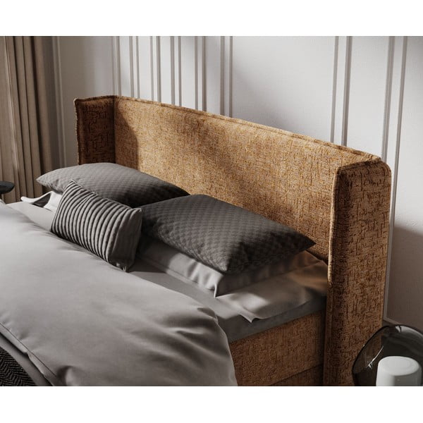 Letto boxspring arancione con spazio contenitivo 160x200 cm Passion - Maison de Rêve-image-4